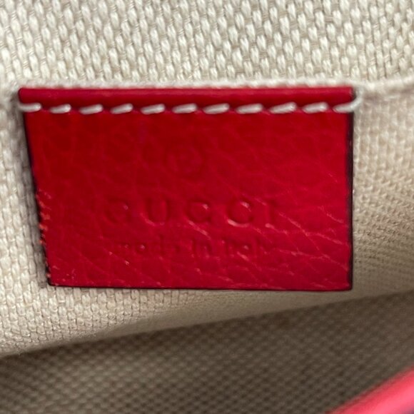 Gucci Red Pebbled Calfskin Leather Soho Flap Chain Small Shoulder Bag - Preowned - Picture 13 of 14